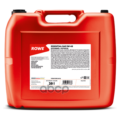 

Моторное масло ROWE синтетическое 5w40 Essential A3/B4,Sn/Cf 20л