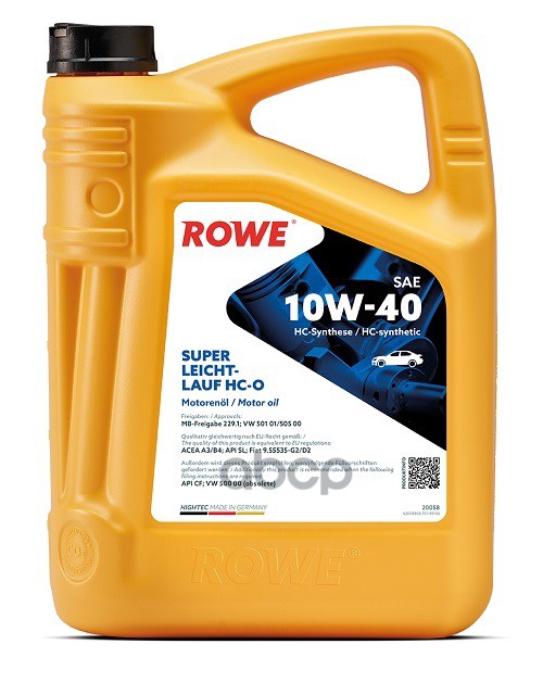 фото Rowe масло rowe 10/40 hightec mb 229.1/229.3, vw 501 01/505 00, a3/b4,sn super leichtlauf