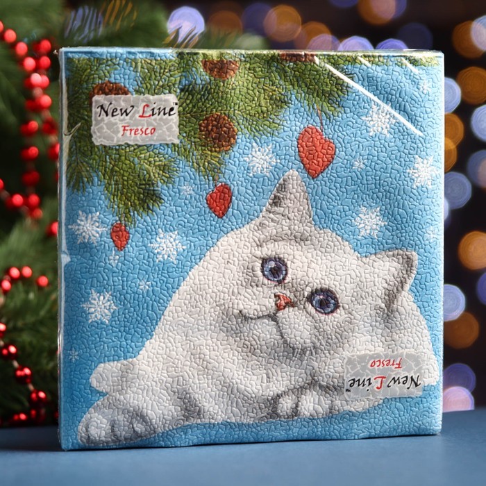 

Салфетки бумажные New Line FRESCO "Символ года" КОТИК, 2 слоя, 20 листов, 33х33 7762472