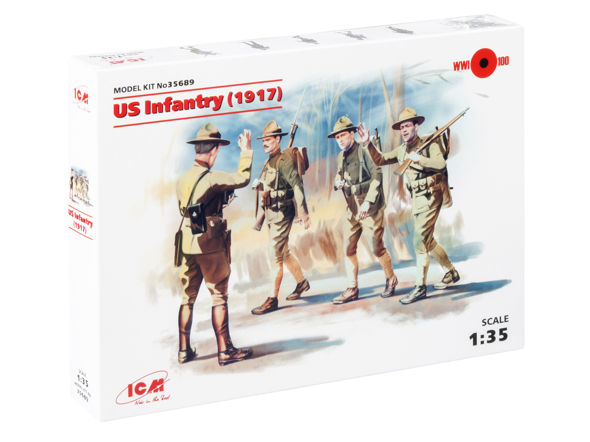 фото Сборная модель icm 1/35 us infantry (1917) (4 figures) 35689