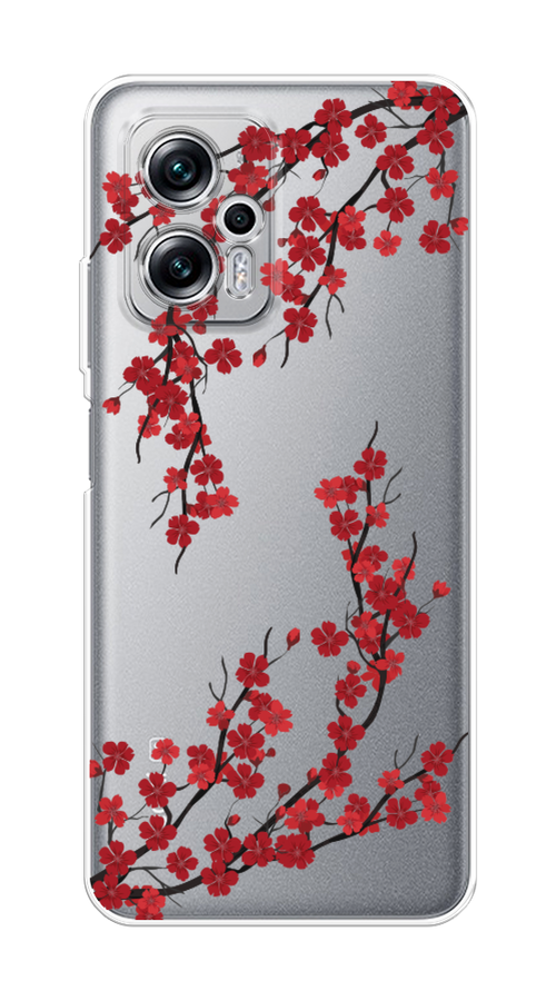 

Чехол на Poco X4 GT/Redmi Note 11T Pro/11T Pro Plus "Красная сакура", Красный;черный, 315550-2