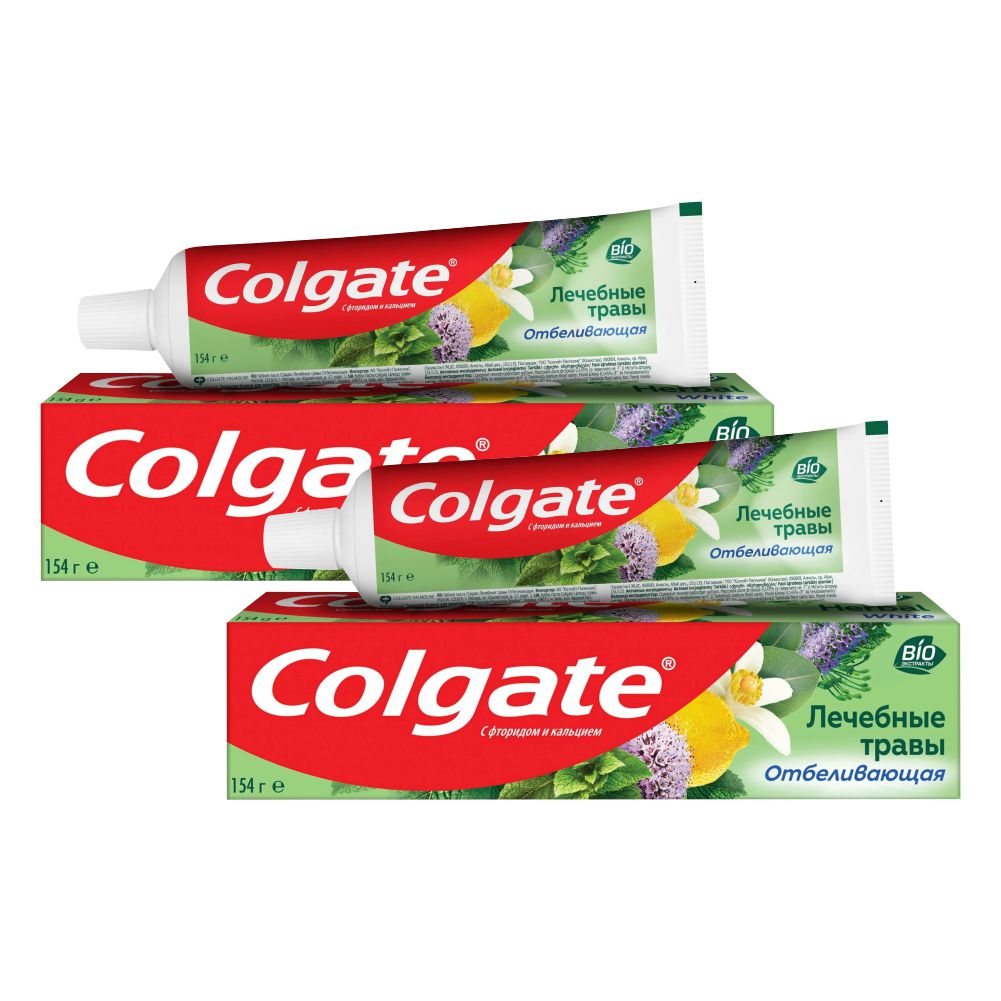 Комплект Colgate зубная паста Лечебные Травы Отбеливающая 100 мл х 2 шт. зубной порошок фитокосметик целебные травы 45 мл