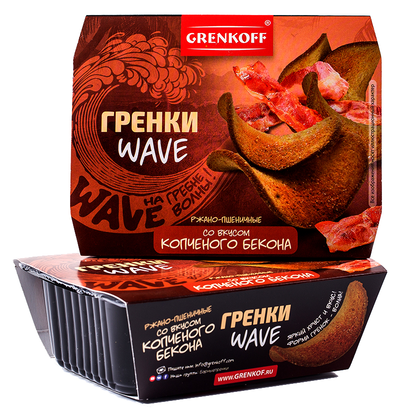 

Гренки ржано-пшеничные Гренковъ Wave со вкусом копченого бекона 100 г