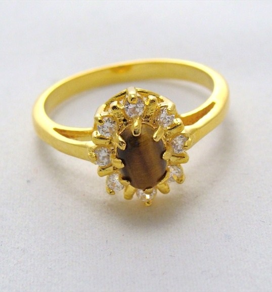 

Кольцо из бижутерного сплава р.  Lotus Jewelry 39R-39ti, тигровый глаз/циркон, 39R-39ti
