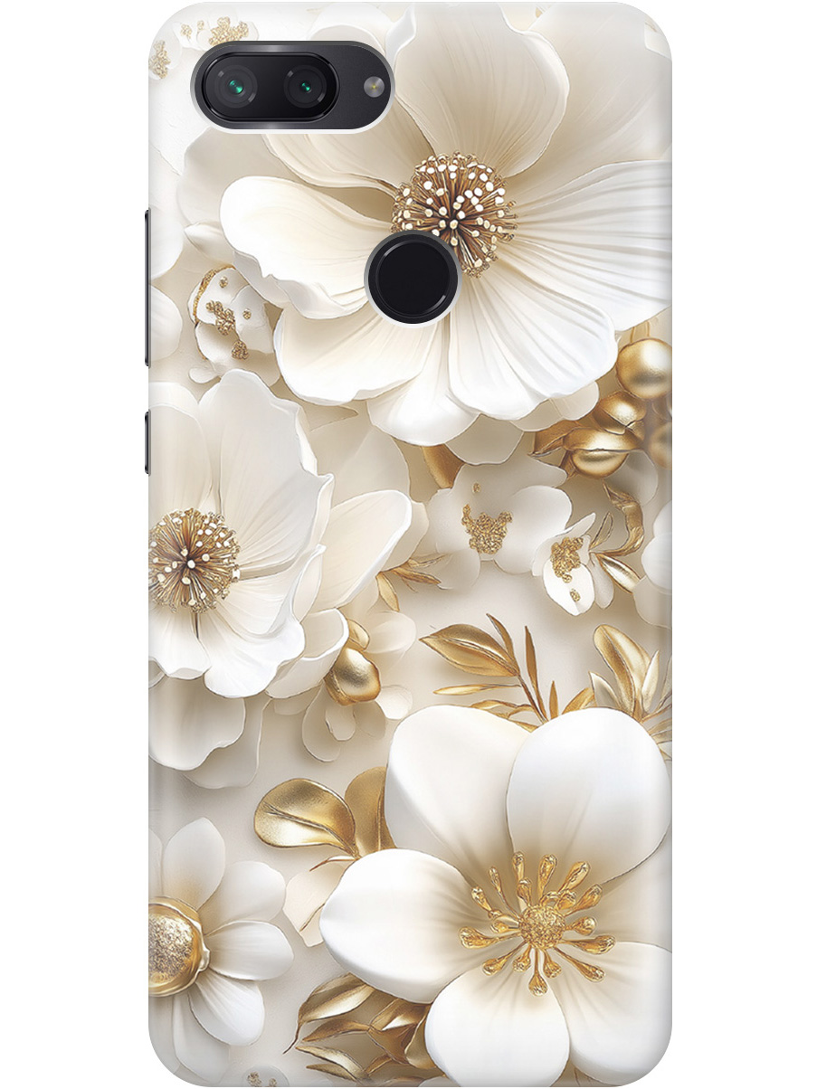

Силиконовый чехол на Xiaomi Mi 8 Lite с принтом "Золото на белых цветах", Прозрачный;белый;золотистый, 719373224
