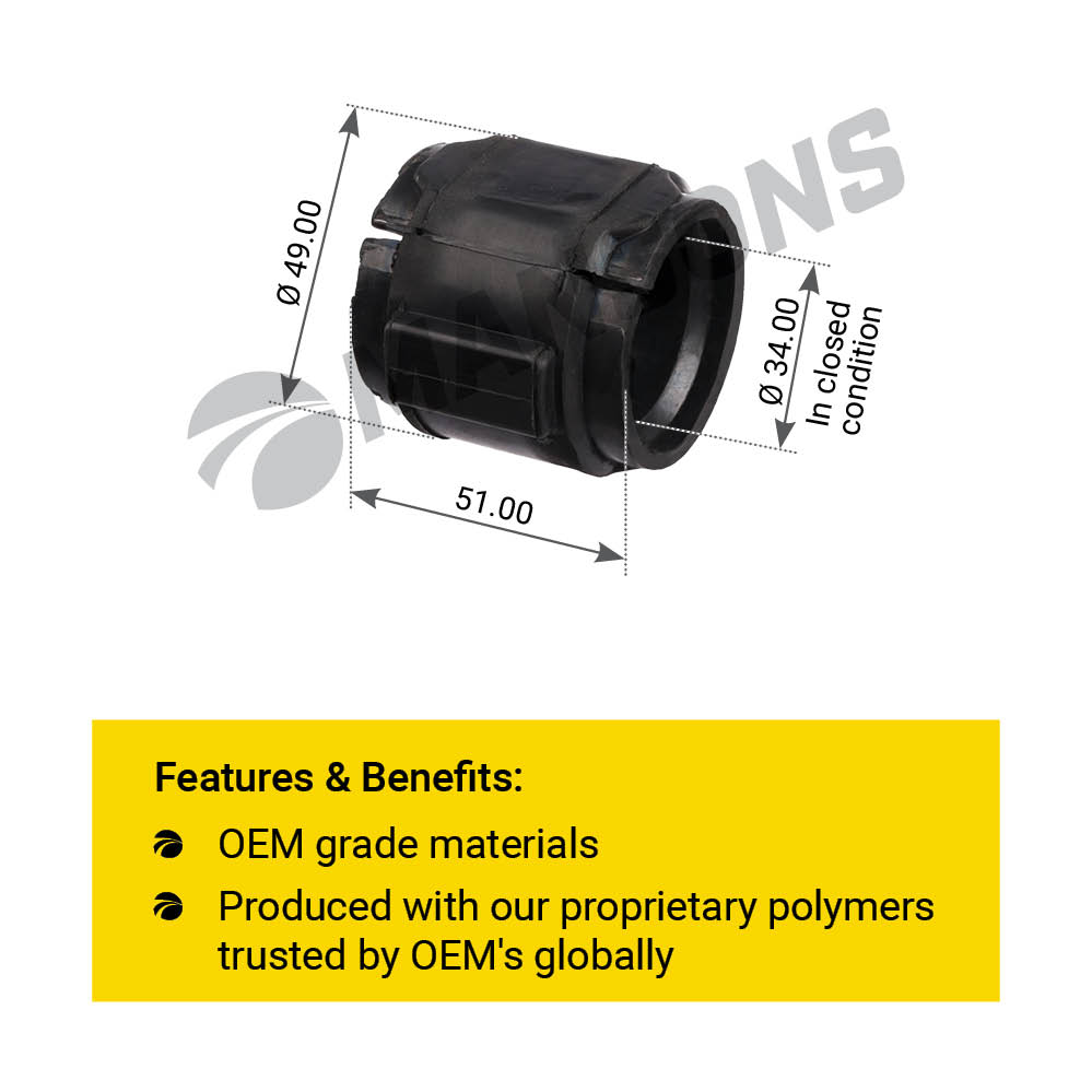 

400.841MNS втулка стабилизатора (р) d34xd49x51 половинки\ Omn MAN TGS/TGX/TGA/NG 1шт