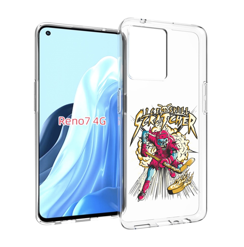 

Чехол MyPads нарисованный скелет хоккеист для OPPO RENO 7 4G, Прозрачный, Tocco