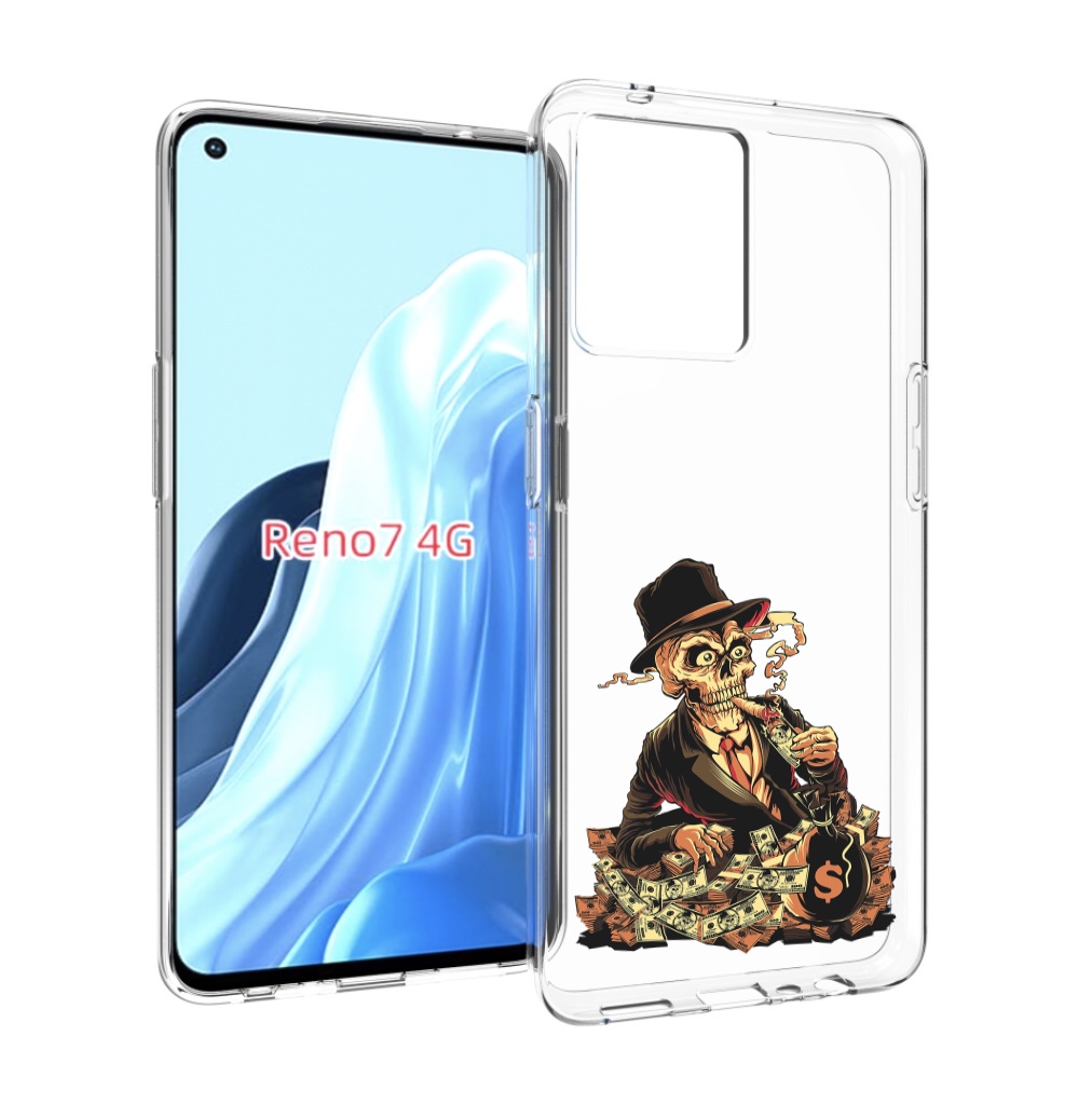 

Чехол MyPads нарисованный череп с сигаретой для OPPO RENO 7 4G, Прозрачный, Tocco