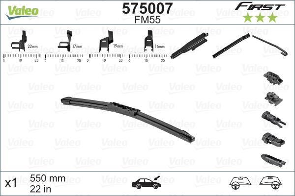 Щетка стеклоочистителя Valeo 575007 550мм 22