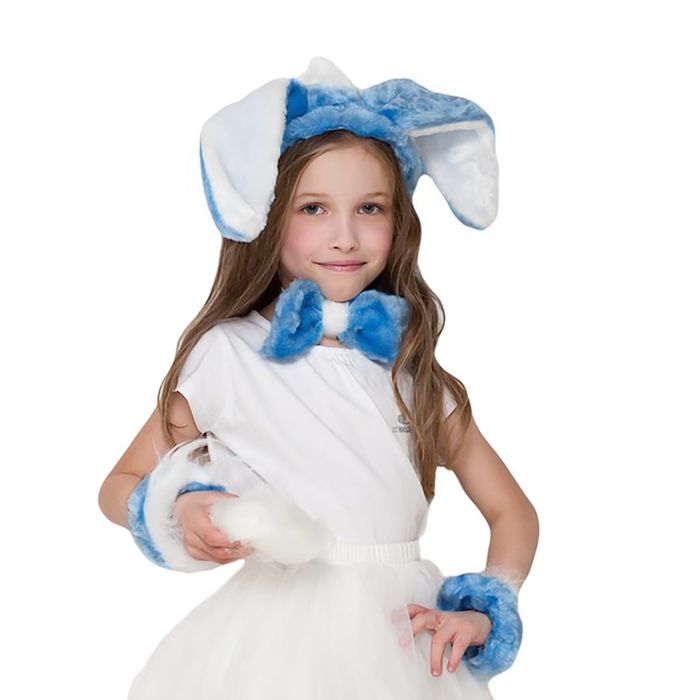 

Карнавальный набор Зайка, повязка с ушками р. 52, бант, нарукавники, цвет голубой МИКС, 1694661