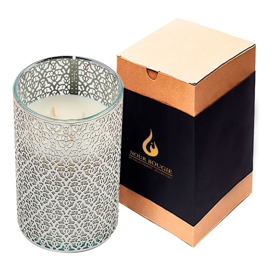 

Свеча ароматическая в стакане Nour Bougie Arabesque Fleur D'oranger 2,16 кг серебро