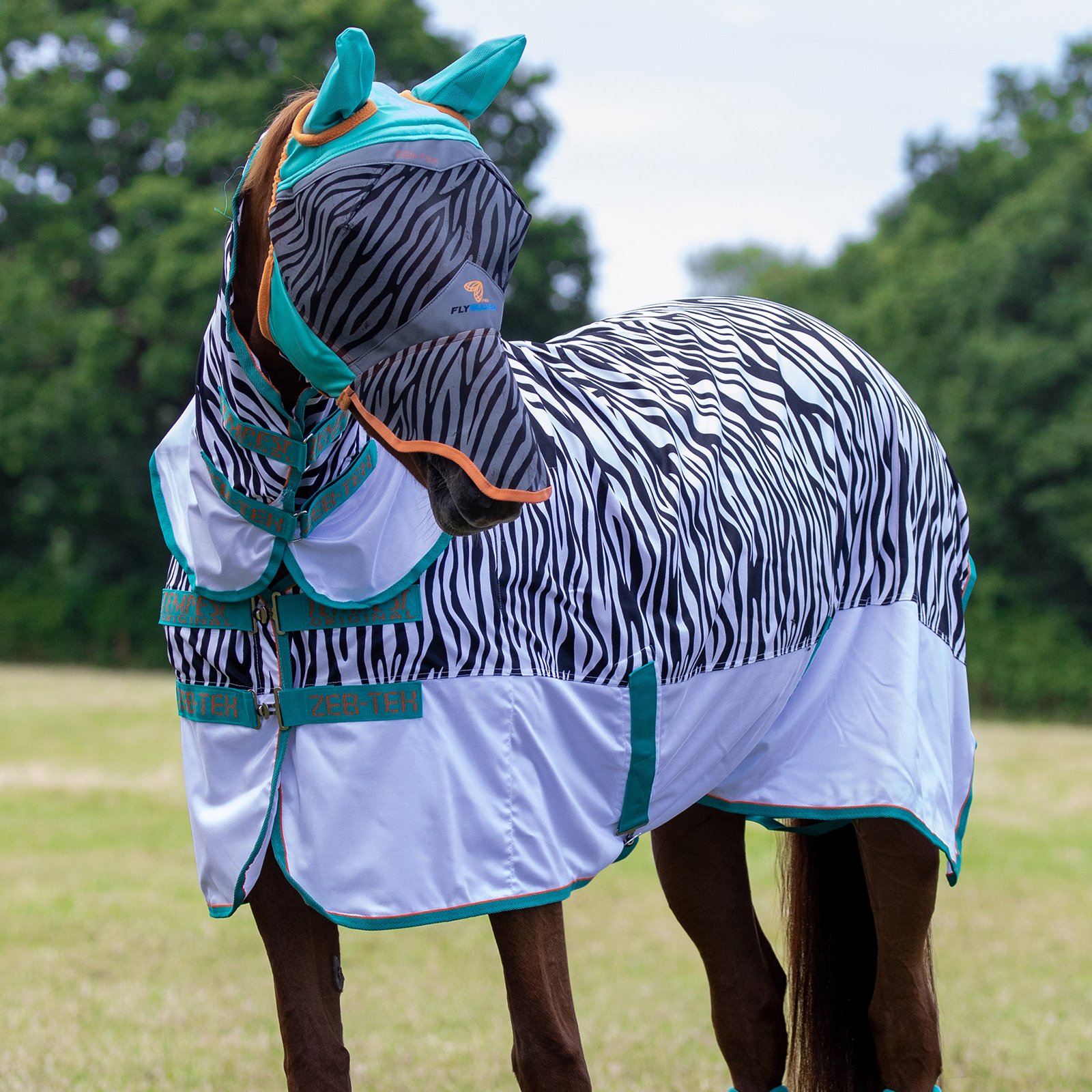 

Попона антимоскитная для лошади SHIRES TEMPEST ZEBRA, 150, полосы, Серый