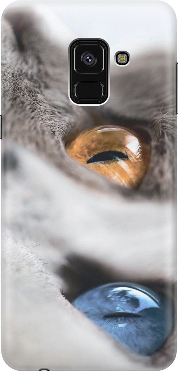 

Чехол на Samsung Galaxy A8+ (2018) "Кот с разноцветными глазами", Голубой;серый, 7219