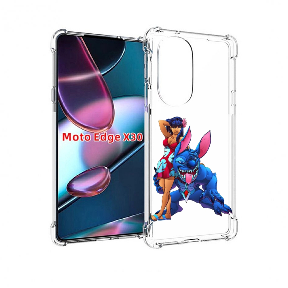 

Чехол MyPads лило и накаченный стич детский для Motorola Moto Edge X30, Прозрачный, Tocco