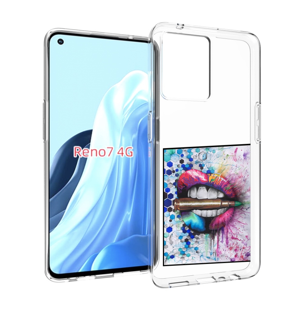 

Чехол MyPads разноцветные губы с пулей для OPPO RENO 7 4G, Прозрачный, Tocco