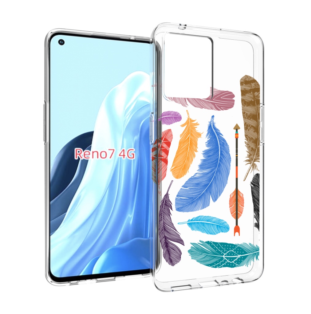 

Чехол MyPads разноцветные перья для OPPO RENO 7 4G, Прозрачный, Tocco