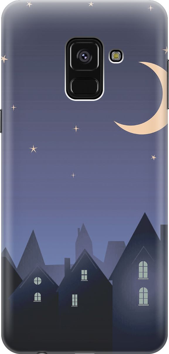 

Чехол на Samsung Galaxy A8+ (2018) с принтом "Месяц над городом", Синий;черный, 7222