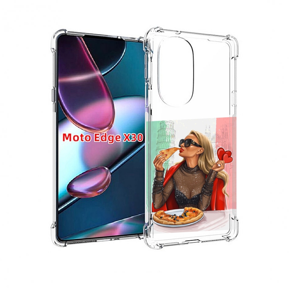 

Чехол MyPads любительница-пиццы женский для Motorola Moto Edge X30, Прозрачный, Tocco