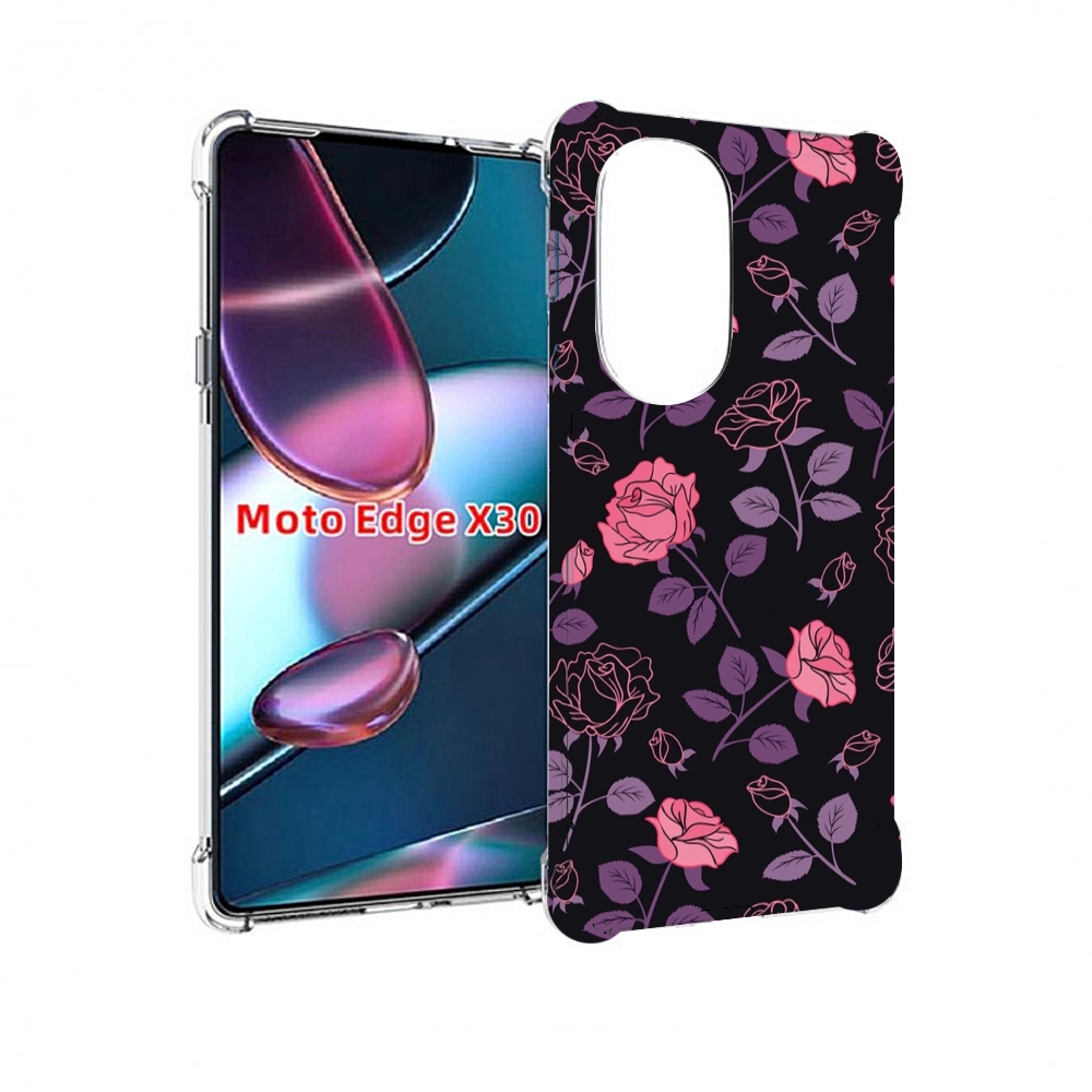 

Чехол MyPads маленькие розочки на черном фоне женский для Motorola Moto Edge X30, Прозрачный, Tocco