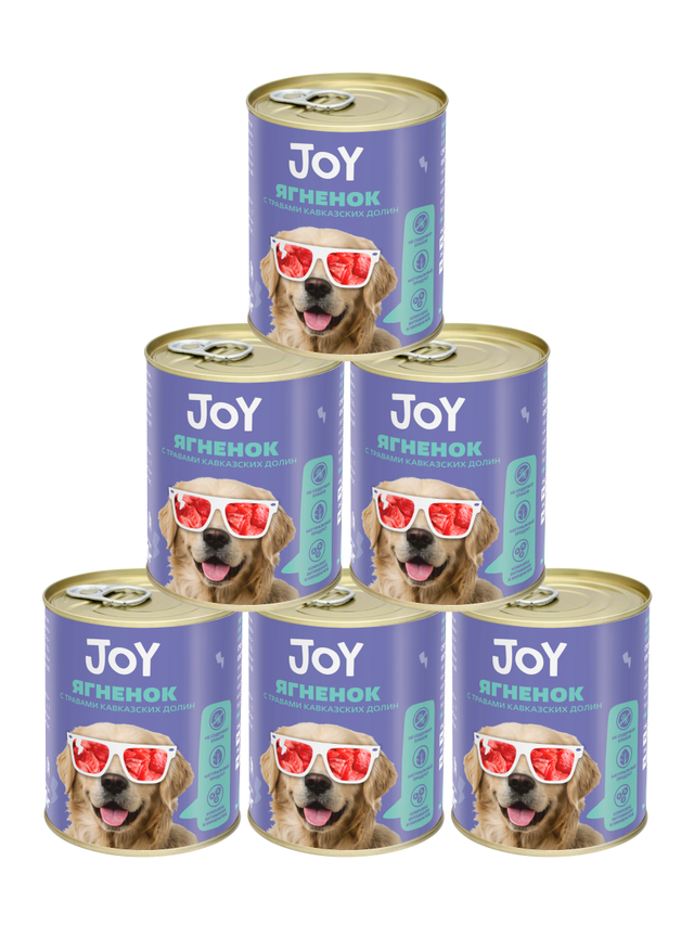 Влажный корм для собак средних и крупных пород JOY с ягненком 6шт по 340г