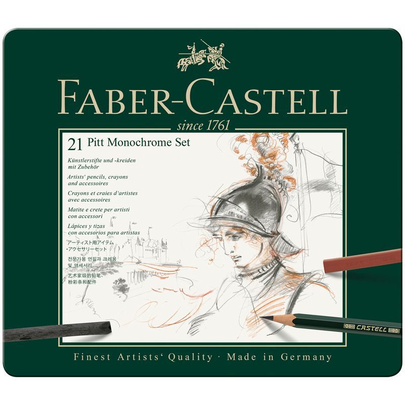 Набор художественных изделий Faber-Castell Pitt Monochrome, 21 предмет, метал. коробка