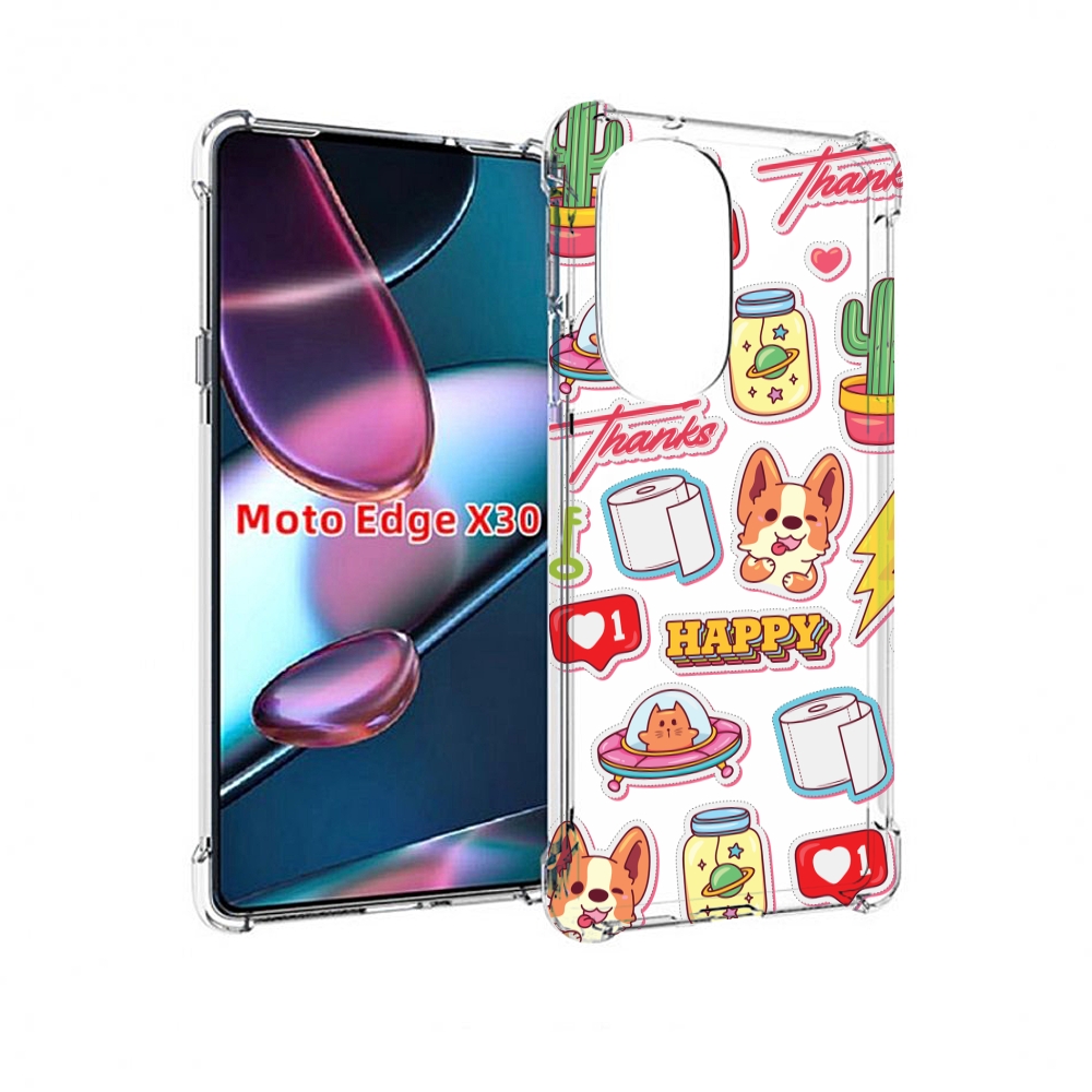 

Чехол MyPads милые-стикеры-корги для Motorola Moto Edge X30, Прозрачный, Tocco