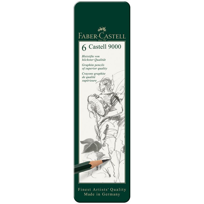 

Набор карандашей чернографитных Faber-Castell Castell 9000, 6шт., HB-8B, заточен