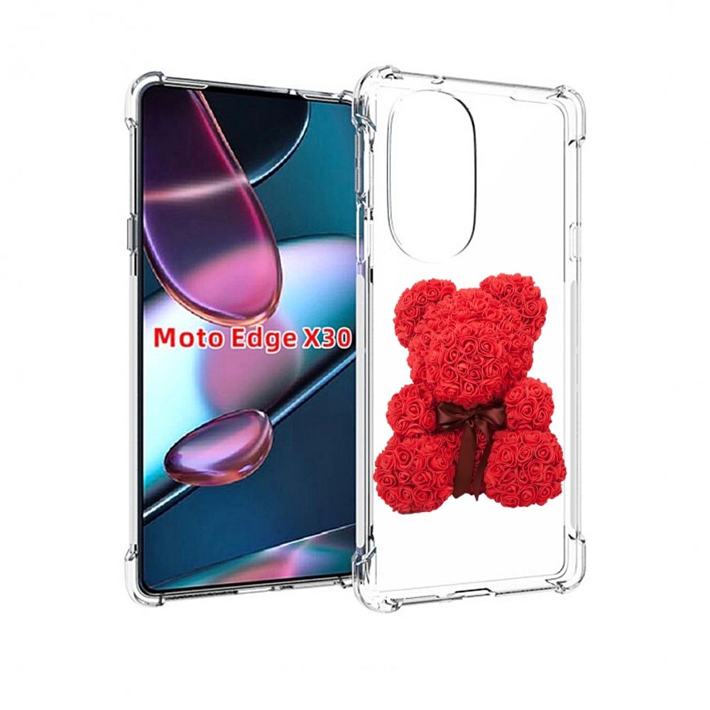 Чехол MyPads мишка-из-розочек для Motorola Moto Edge X30