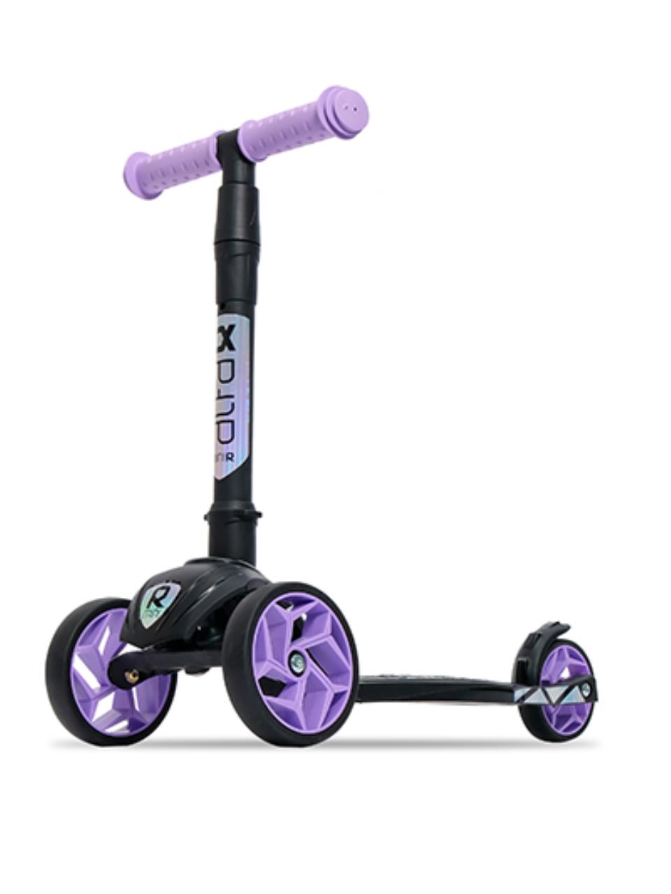 

Самокат Alfa Mini R Black (нежно фиолетовый 35) с не светящимися цветными колесами в короб, R Black