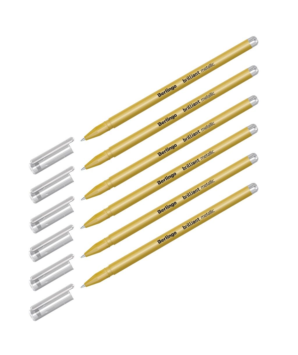 

Набор из 6 шт. Ручка гелевая Berlingo Brilliant Metallic золото металлик, 0,8 мм