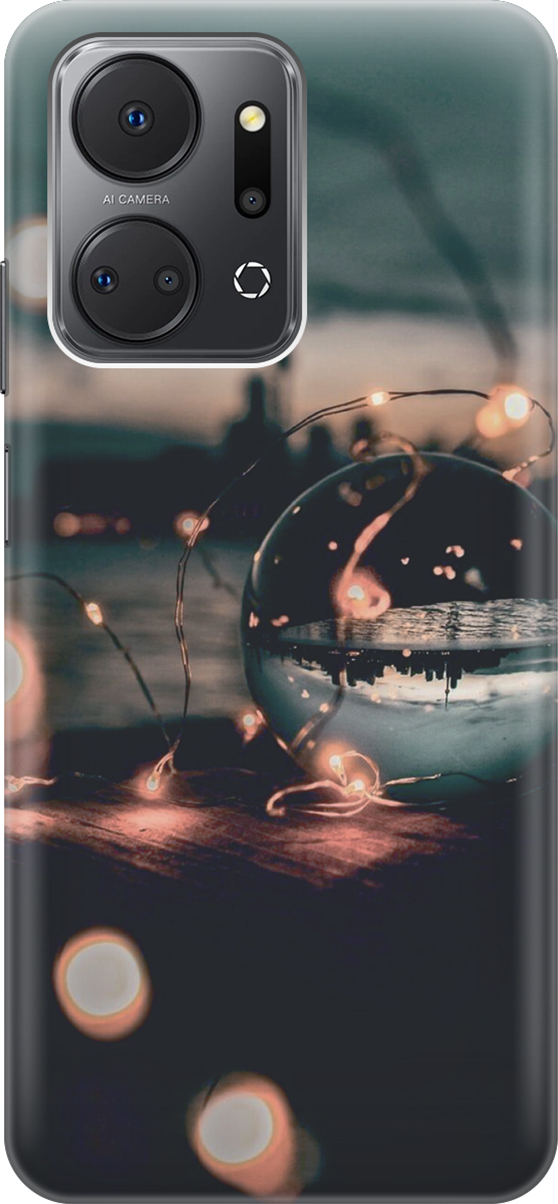 

Силиконовый чехол на Honor X7a, Бежевый;черный, 159382