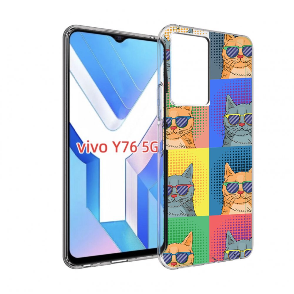 

Чехол MyPads разноцветные-коты для Vivo Y76 5G, Прозрачный, Tocco