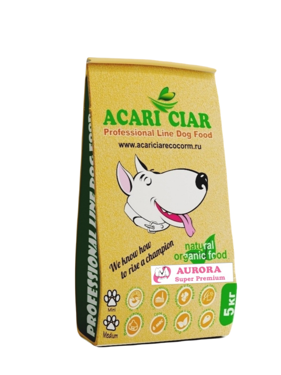 

Сухой корм для собак Acari Ciar Aurora с говядиной, мини гранулы, супер премиум, 5 кг, aurora5s