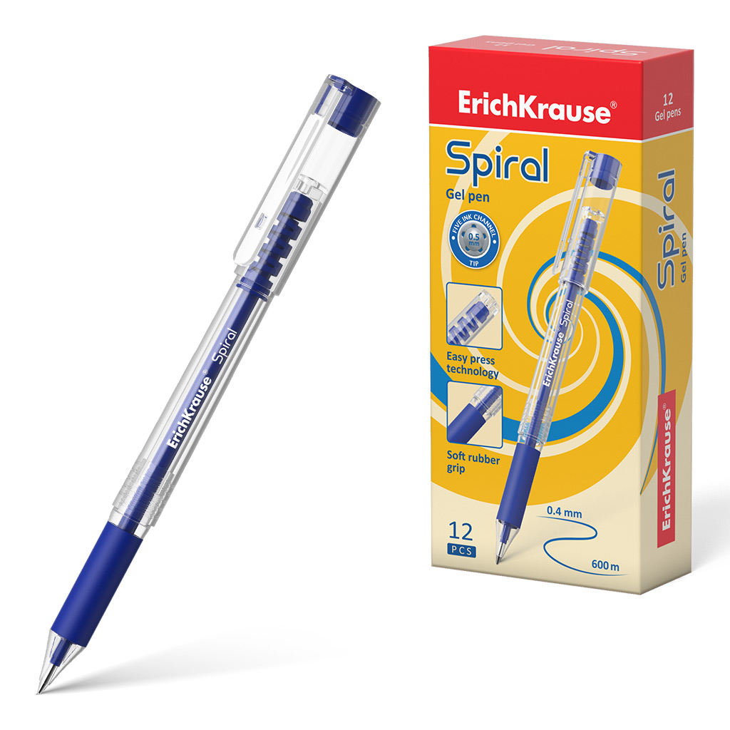 Ручка гелевая ErichKrause Spiral 48177, синяя, 0,5 мм, 1 шт.