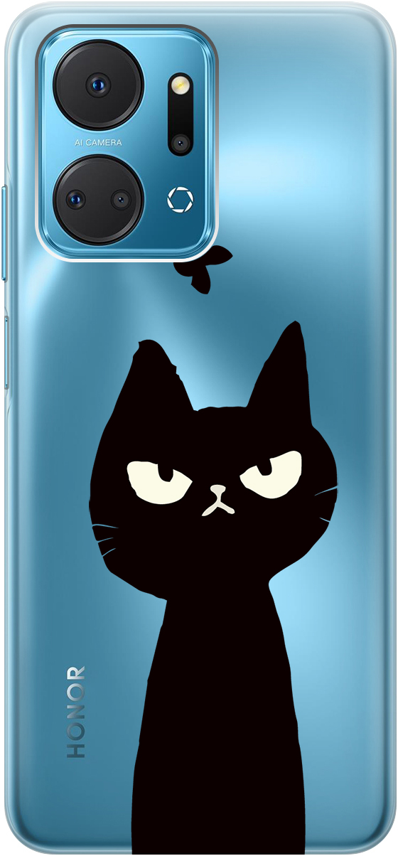 

Силиконовый чехол на Honor X7a "Disgruntled Cat" прозрачный, Прозрачный;черный, 159389