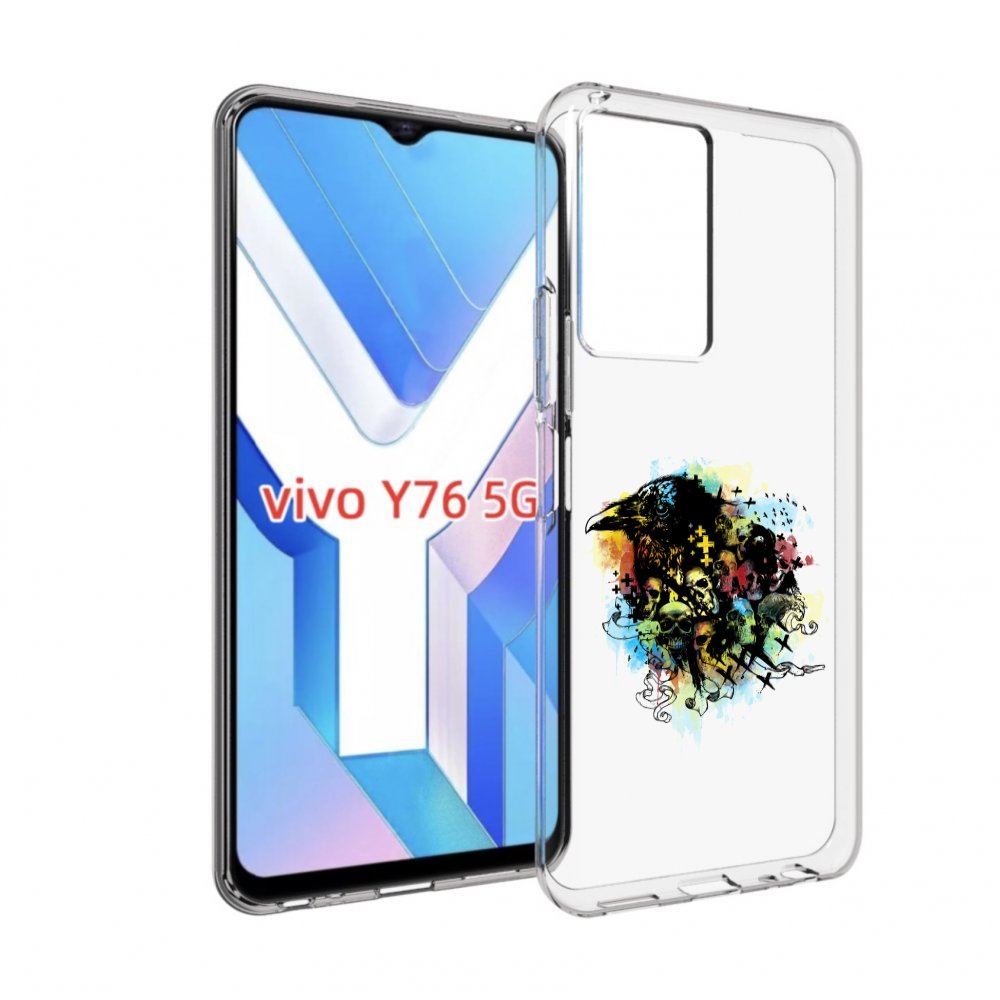 

Чехол MyPads ворон и черепа для Vivo Y76 5G, Прозрачный, Tocco