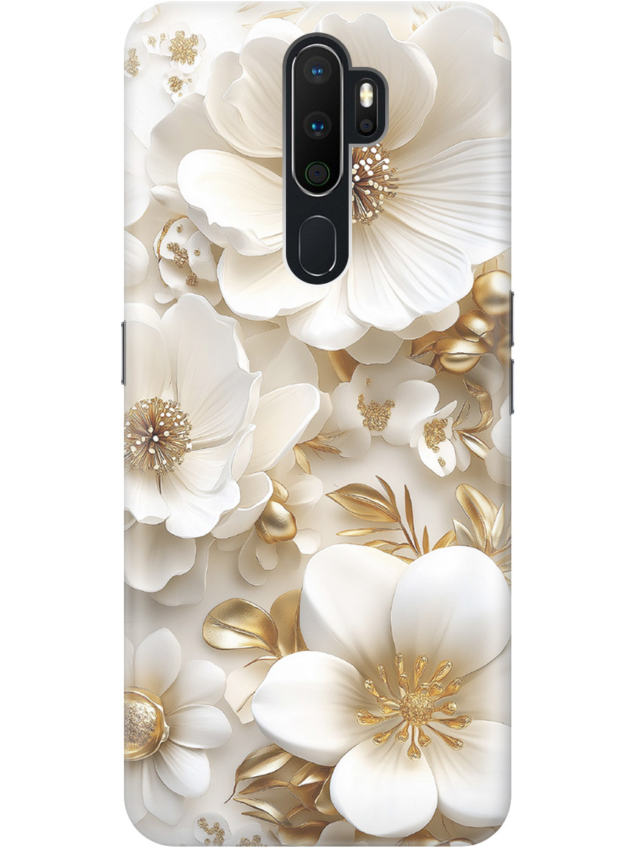 

Силиконовый чехол на Oppo A5 (2020) / A9 (2020) с принтом "Золото на белых цветах", Прозрачный;белый;золотистый, 726151324
