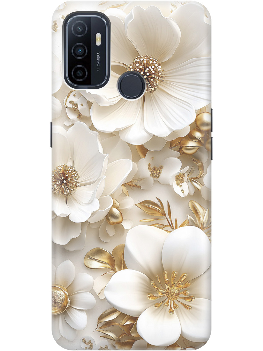

Силиконовый чехол на Oppo A53 (2020) / A32 с принтом "Золото на белых цветах", Прозрачный;белый;золотистый, 726148724