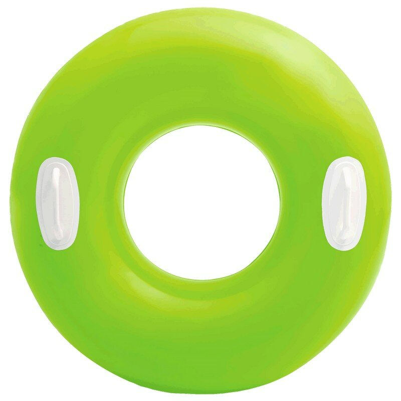 Надувной круг с ручками INTEX зеленый d 76 см, от 8 лет глянцевый. 59258 круг 114 см intex шина с ручками 56268