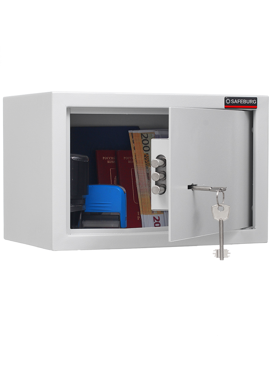 

Сейф мебельный SAFEBURG SB-200KD Cерый для денег с ключевым замком, Серый, SB 200K WHITE