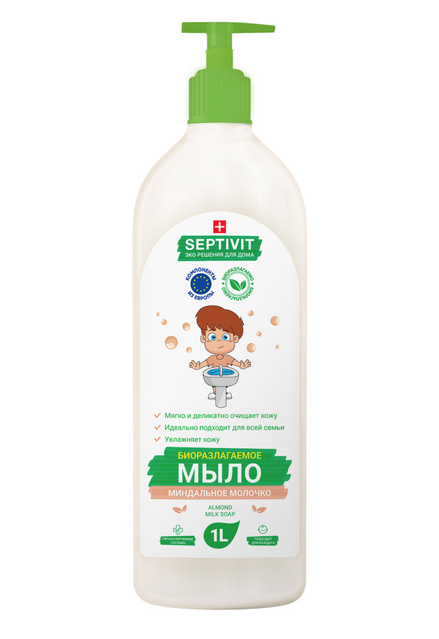 фото Жидкое мыло для рук миндальное молочко septivit premium 1л