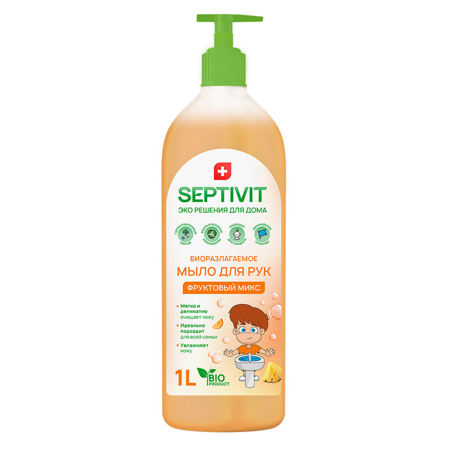 фото Жидкое мыло для рук фруктовый микс septivit premium 1л