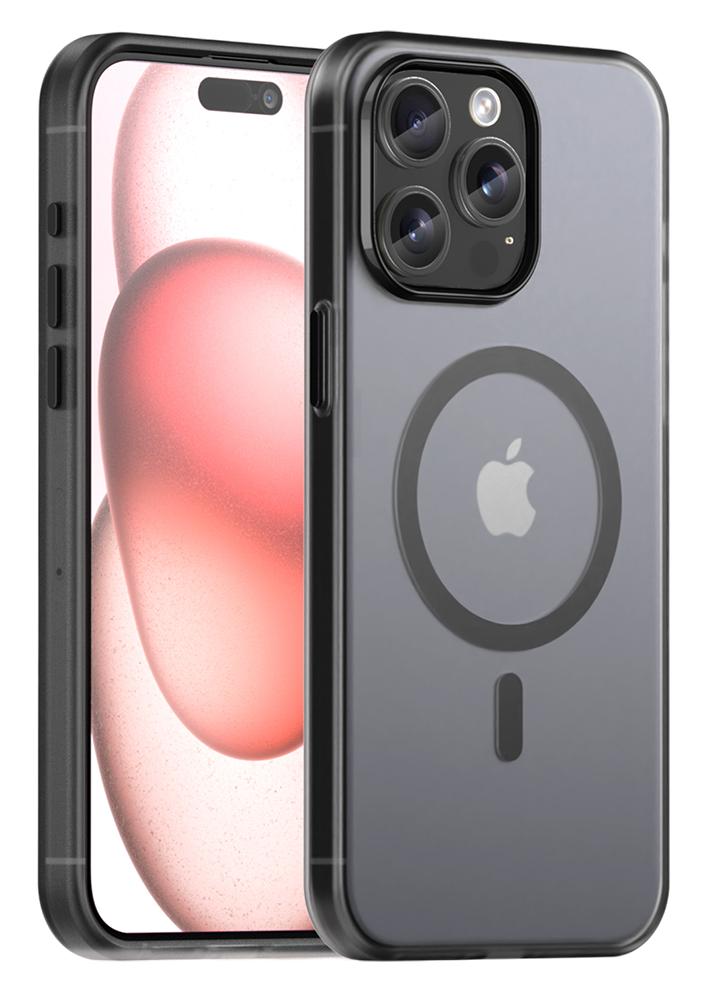 Чехол Caseport Frosted Magnetic для iPhone 15 Pro Max, мягкий усиленный с MagSafe, черный