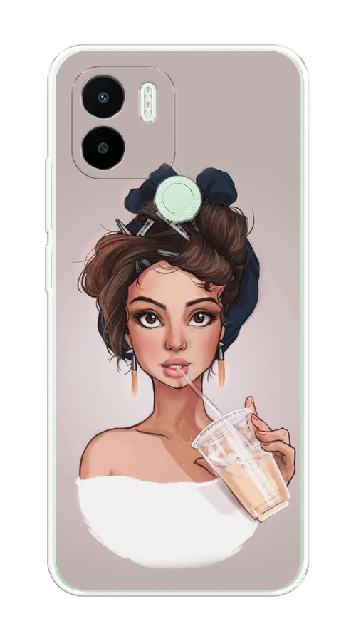 

Чехол на Xiaomi Redmi A1+/Redmi A2+ "Девушка с фраппе", Серый, 318550-6