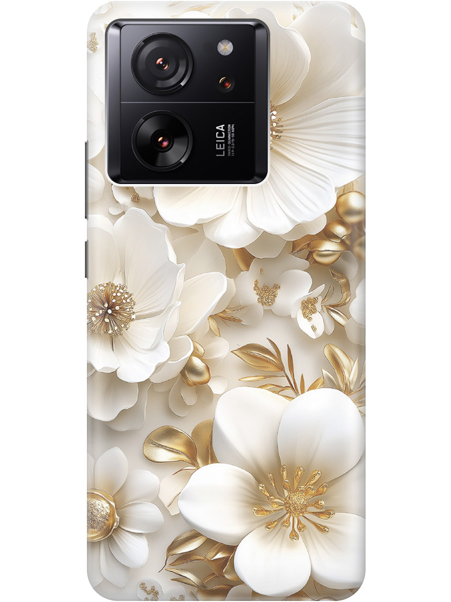 

Силиконовый чехол на Xiaomi 13T / 13T Pro с принтом "Золото на белых цветах", Прозрачный;белый;золотистый, 776584824