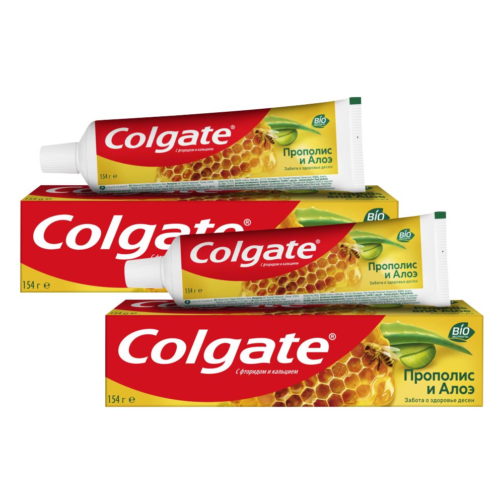 Комплект Colgate зубная паста Прополис и Алоэ 100 мл х 2 шт. зубная паста colgate укрепляющая с мятно гранатовым вкусом 100 мл 2 шт в наборе