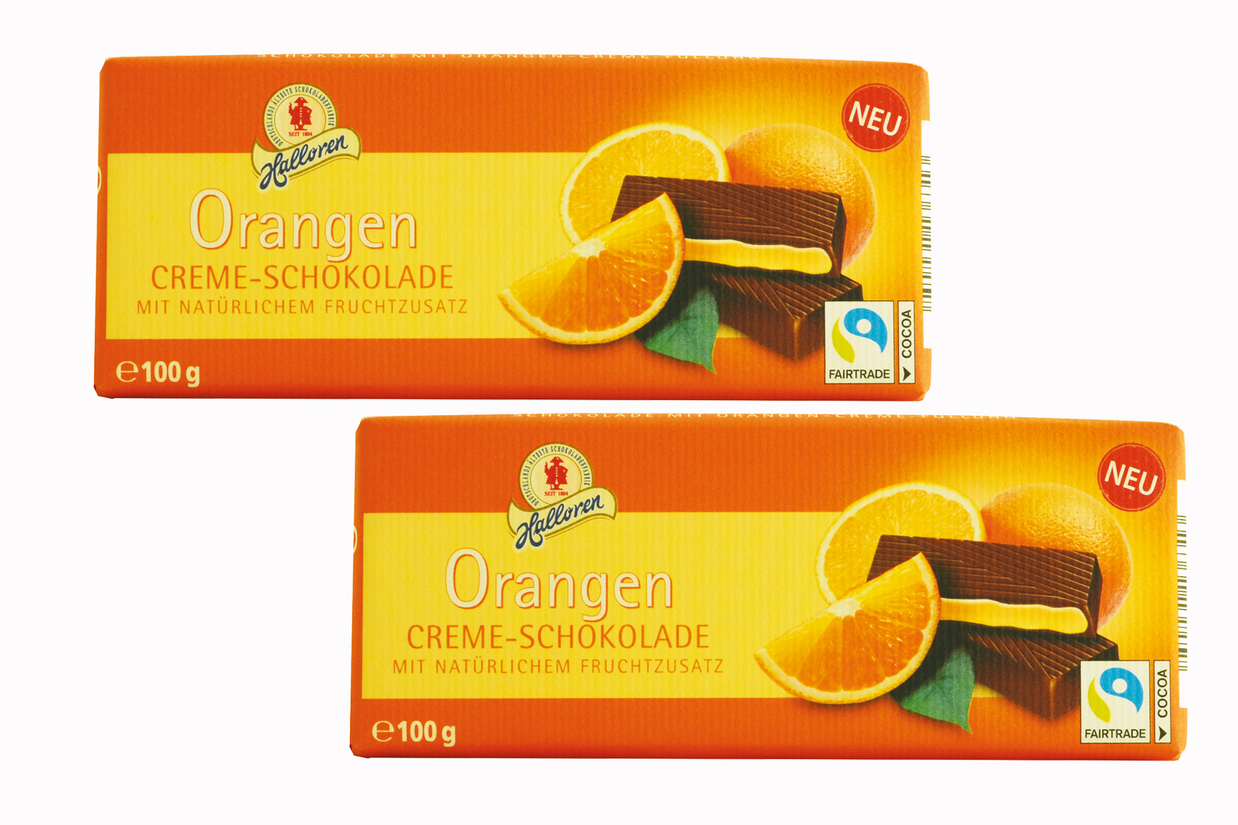 Темный шоколад Halloren с апельсиновой начинкой (60%), 2х100г