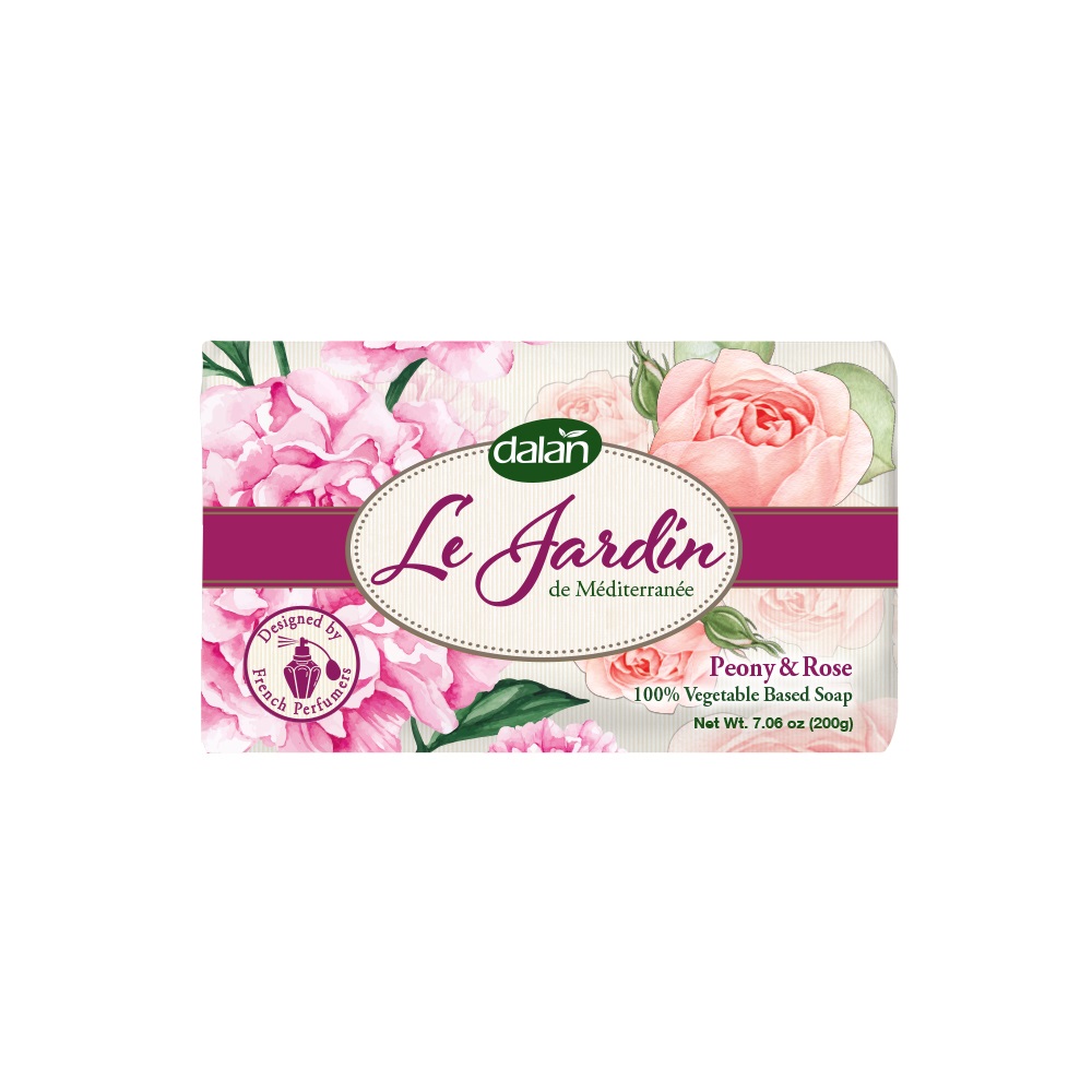 Мыло туалетное Dalan Пион и Роза твердое Le Jardin 200 г dalan мыло твердое парфюмированное орхидея и лилия le jardin 200