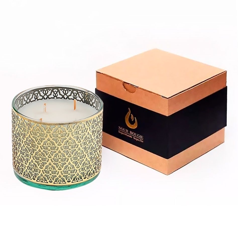 

Свеча ароматическая в стакане Nour Bougie Arabesque Musc 1,05 кг золото