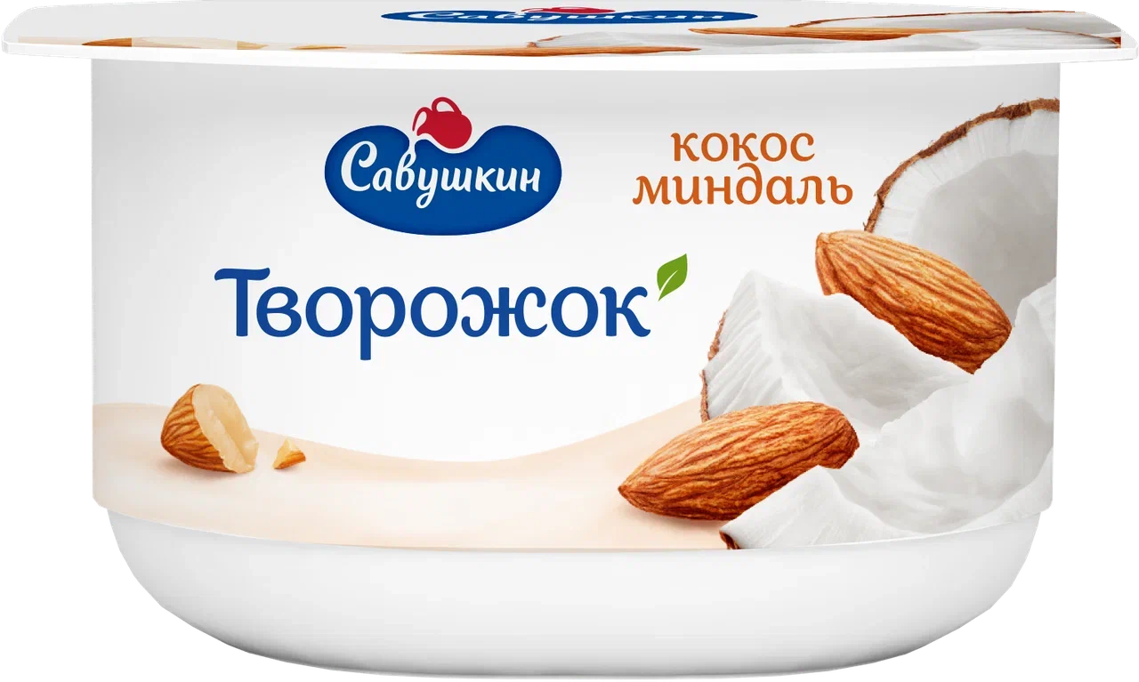 Паста творожная Савушкин с кокосом и миндалём, 3,5%, 120 г